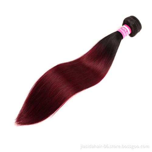 Braid Bundles Raw Unprocessed Brazilian Hair Ombre Dark Wine Red Color T1B 99J Straight Human Hair Weave